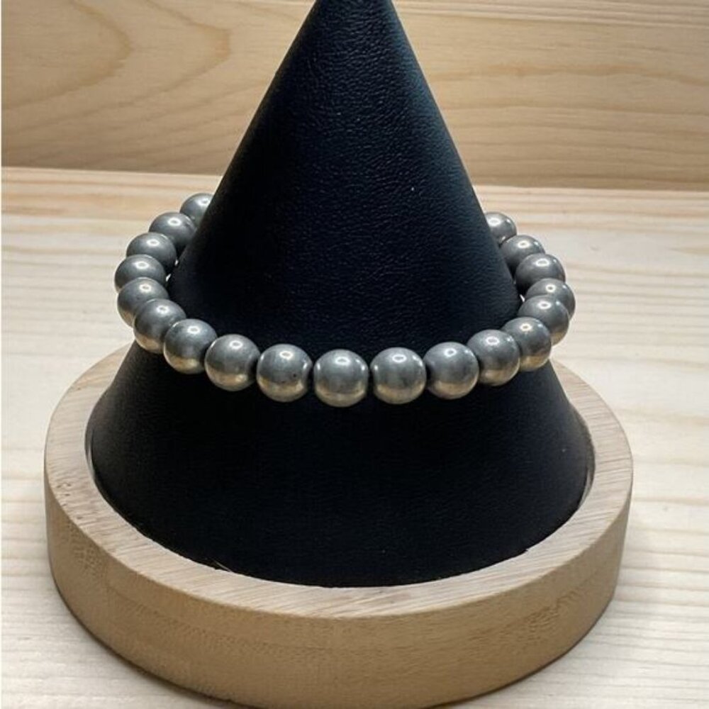 Gray Beaded Stretch Bracelet For Women & Men